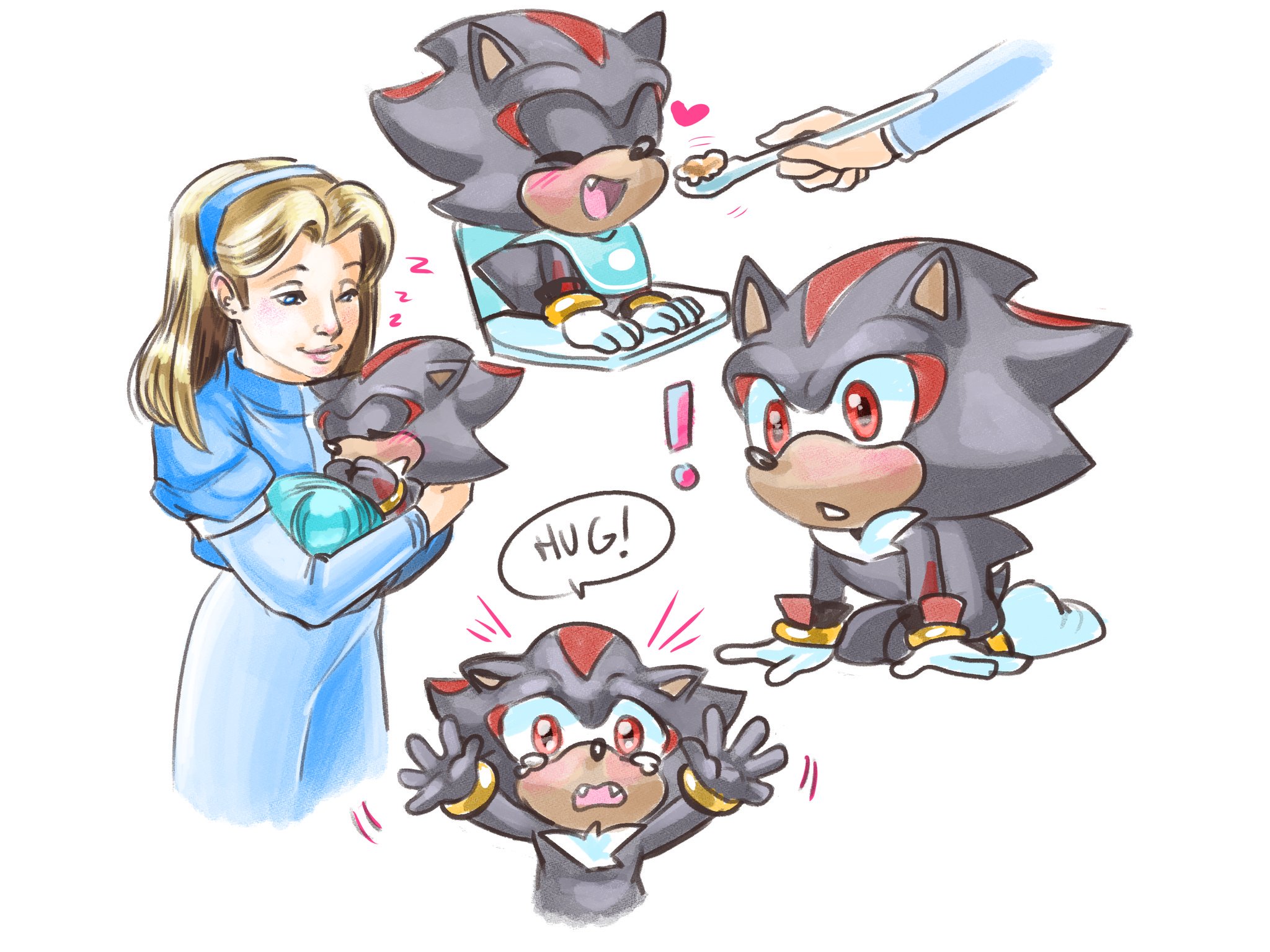 Baby Sonic, Silver and Shadow sleeping